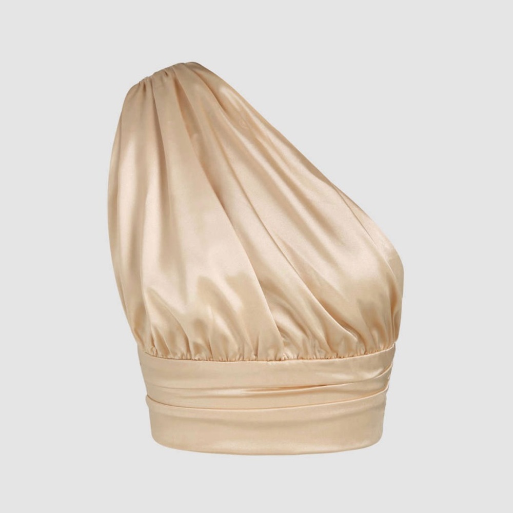 Gold satin one shoulder bodice